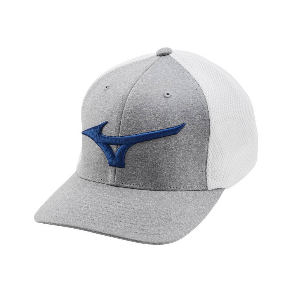 Mizuno Men's Fitted Meshback Golf Hat White/Royal (260309-JBS)